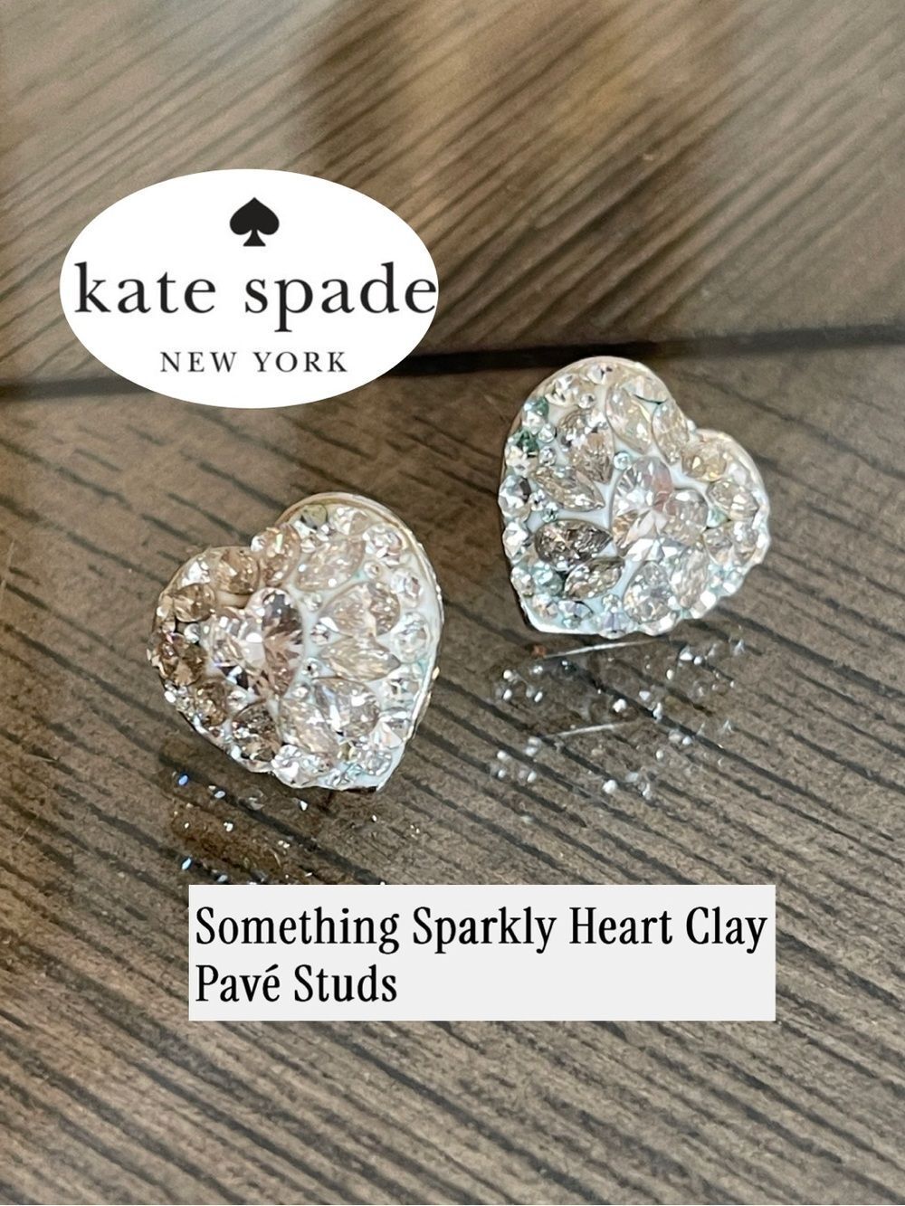 Kate Spade Something Sparkly Heart Clay Pavé Studs - Silver-tone